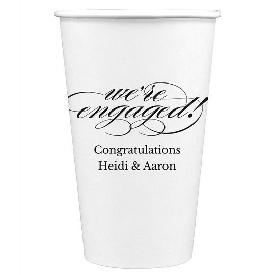 Script We're Engaged Paper Coffee Cups